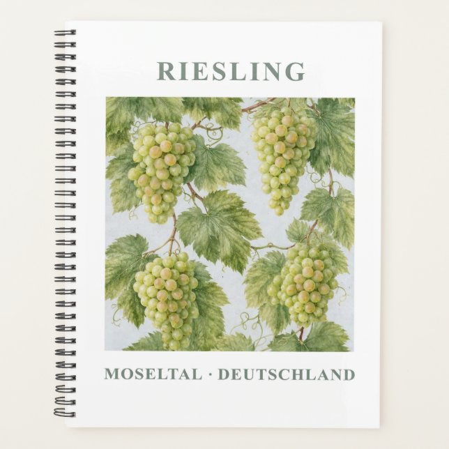 Riesling Moseltal Deutschland Vintage Travel Art Planner (Front)