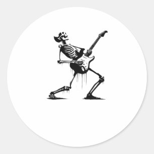 Riffs From Beyond Skeleton Guitarist In Graffiti S Classic Round Sticker