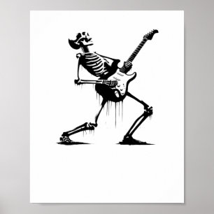 Riffs From Beyond Skeleton Guitarist In Graffiti S Poster