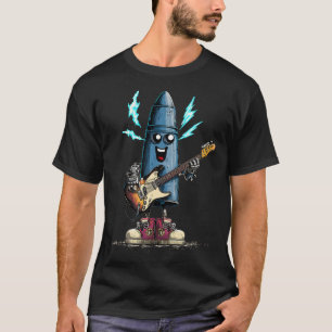 Rifle Bullet With Cool Rock Guitar T-Shirt