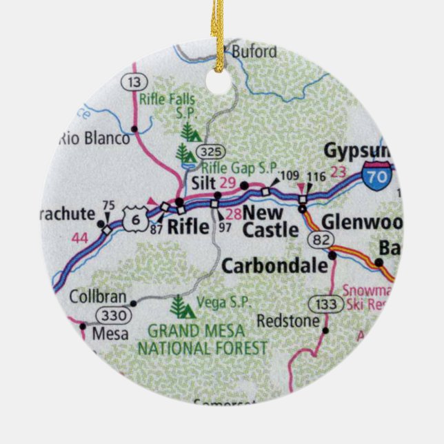 Rifle Colorado Map Ceramic Ornament (Back)