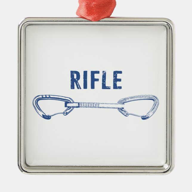 Rifle Colorado Rock Climbing Quickdraw Metal Ornament (Front)