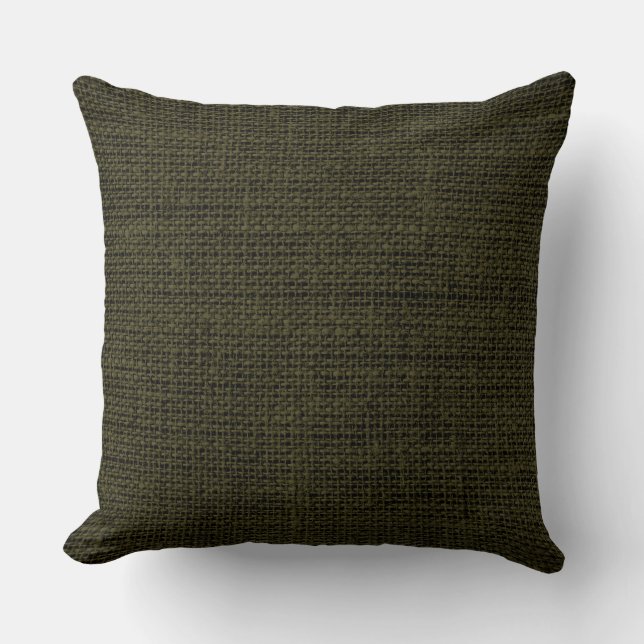 Rifle green Burlap Rustic Linen Cushion (Front)