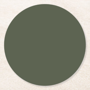 Rifle Green Solid Colour Round Paper Coaster