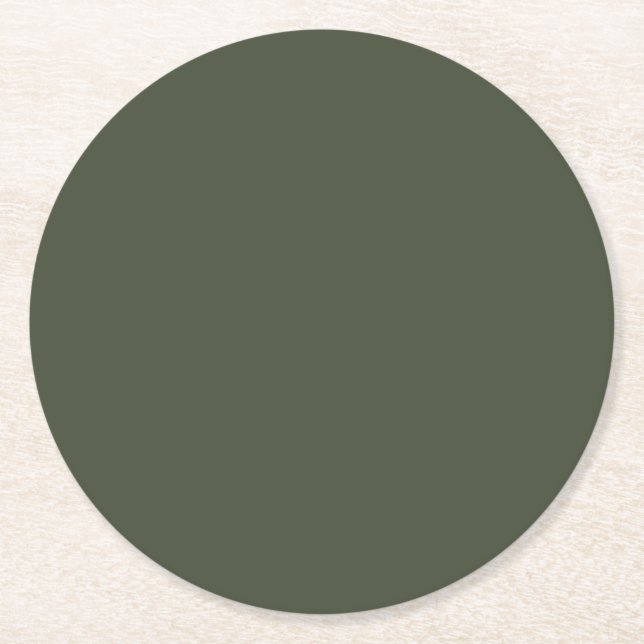 Rifle Green Solid Colour Round Paper Coaster (Front)