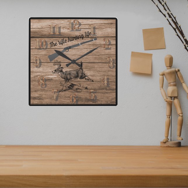 Rifle Hunting Life Woods Buck and Lever Rifle  Square Wall Clock (Creator Uploaded)