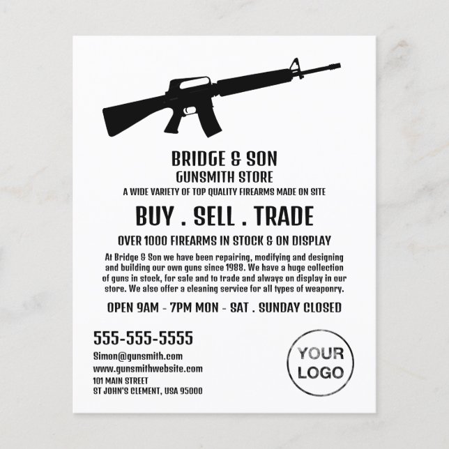 Rifle Silhouette, Gunsmith, Gunstore Advertising Flyer (Front)