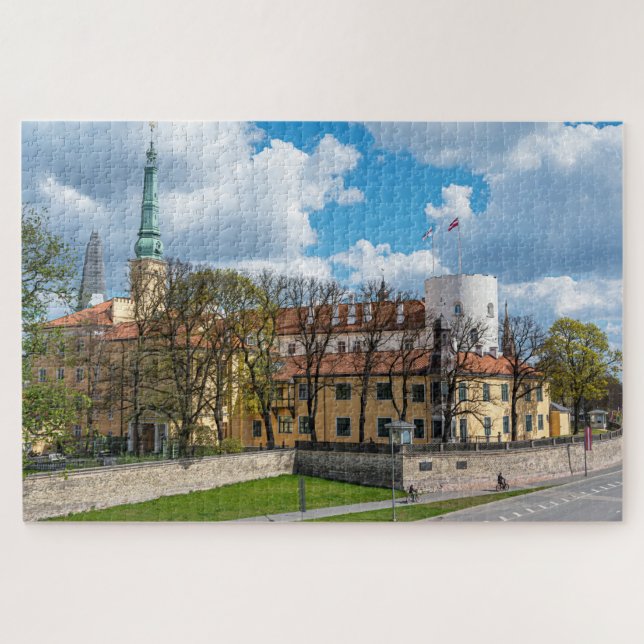 Riga Castle during sunny day in Riga, Latvia Jigsaw Puzzle (Horizontal)