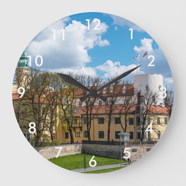 Riga Castle during sunny day in Riga, Latvia Large Clock (Front)