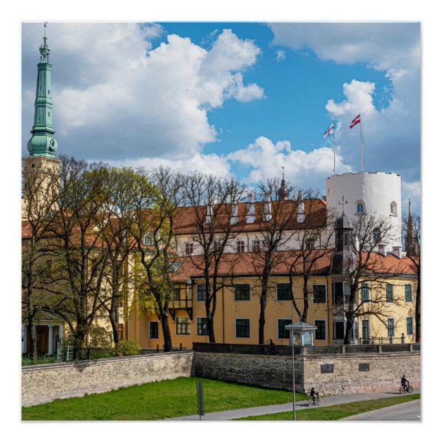 Riga Castle during sunny day in Riga, Latvia Poster (Front)