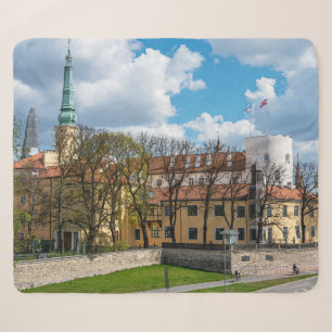 Riga Castle during sunny day in Riga, Latvia Sherpa Blanket