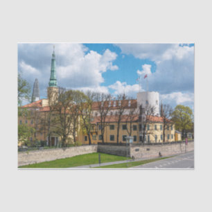 Riga Castle during sunny day in Riga, Latvia Tissue Paper