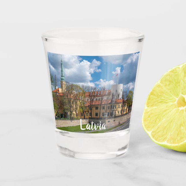 Riga Castle in Riga, Latvia Shot Glass (Front)