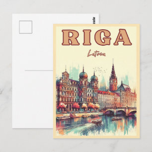 Riga City, Latvia baltic culture vintage gifts Postcard