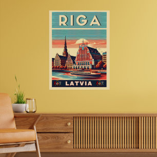 Riga City, Latvia baltic culture vintage gifts Poster