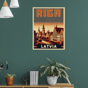 Riga City, Latvia baltic culture vintage gifts Poster