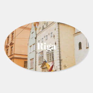 Riga Cityscape Flexible Photo Magnet Oval Sticker