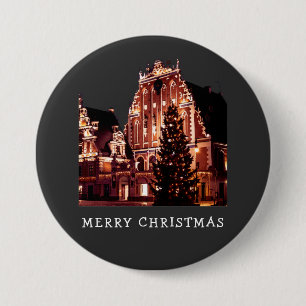 Riga House of the Blackheads with Christmas tree 7.5 Cm Round Badge