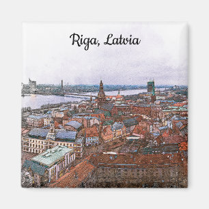 Riga, Latvia Panorama View  Magnet