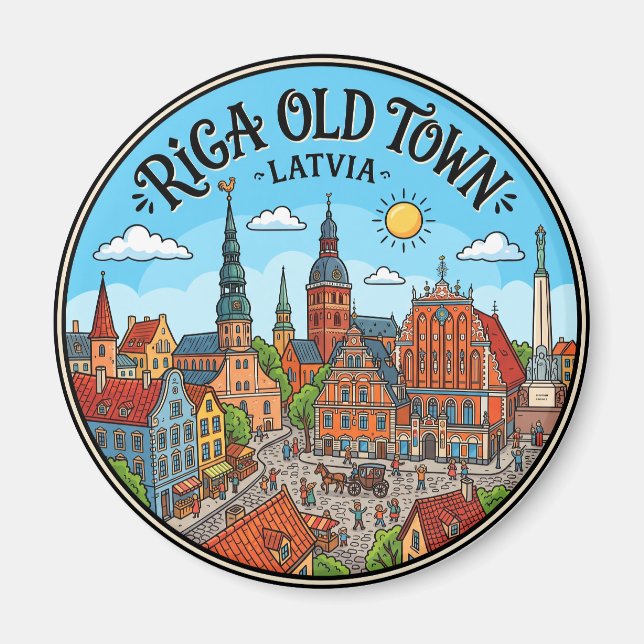 Riga Old Town Latvia Magnet (Front)