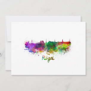 Riga skyline in watercolor