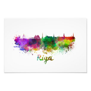 Riga skyline in watercolor photo print