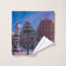 Riga Town Hall Square in winter Canvas Print Wash Cloth