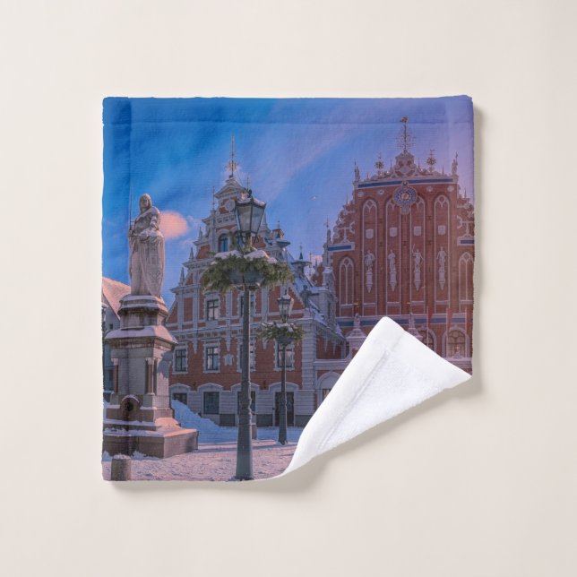 Riga Town Hall Square in winter Canvas Print Wash Cloth (Wash Cloth)