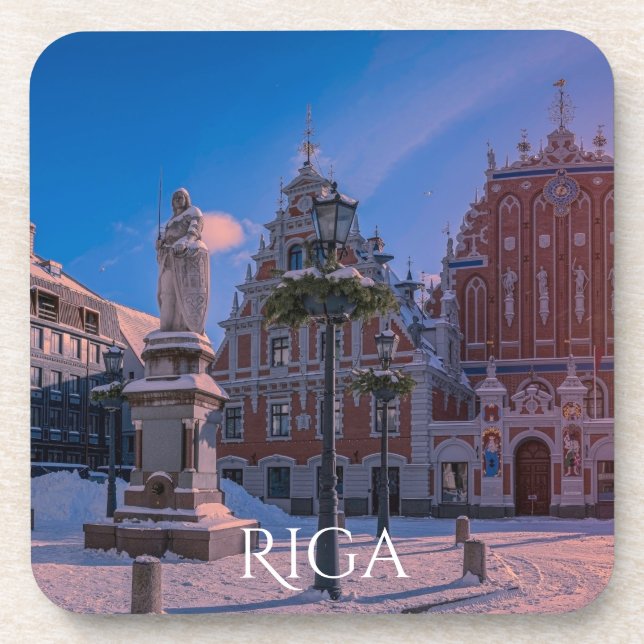 Riga Town Hall Square in winter Coaster (Front)