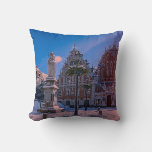 Riga Town Hall Square in winter Cushion
