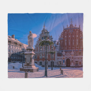 Riga Town Hall Square in winter Fleece Blanket