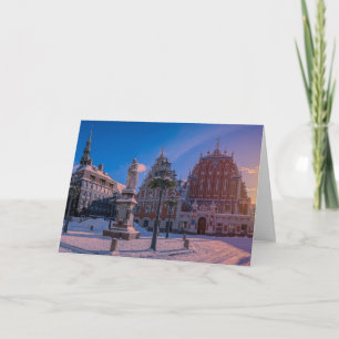 Riga Town Hall Square in winter Holiday Card