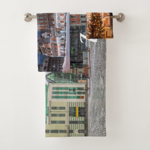 Riga Town Hall Square in winter in Riga, Latvia Bath Towel Set
