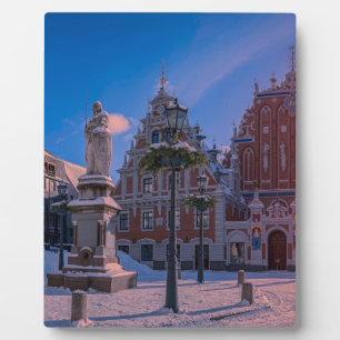 Riga Town Hall Square in winter Plaque