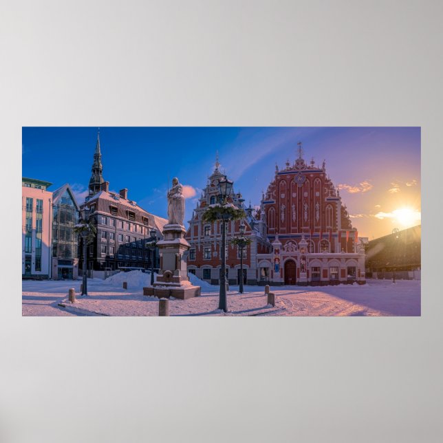 Riga Town Hall Square in winter Poster (Front)