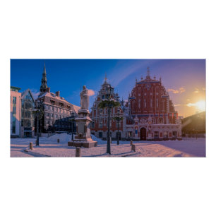 Riga Town Hall Square in winter Poster
