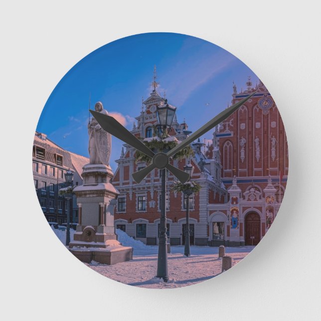 Riga Town Hall Square in winter Round Clock (Front)