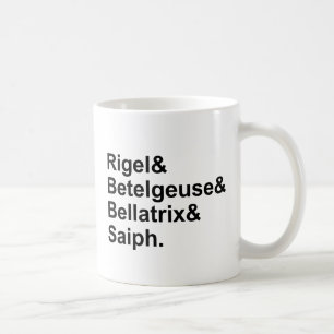 Rigel Betelgeuse Bellatrix Saiph Stars of Orion Coffee Mug