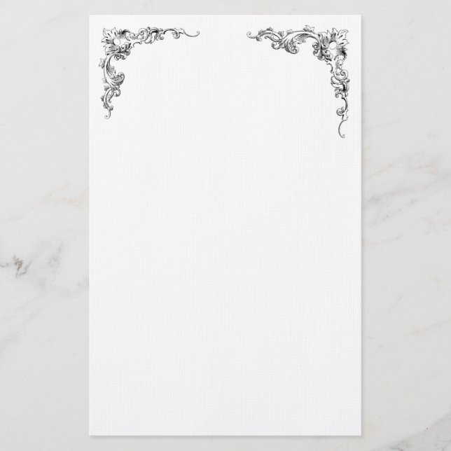 Right and Left Corner Flourish Design Stationery (Front)