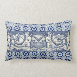 right-angled cushion azulejos and cherubs