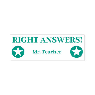 "RIGHT ANSWERS!" + Custom Teacher Name Self-inking Stamp