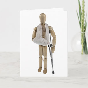 Right Arm in Sling with Crutches Get Well Card
