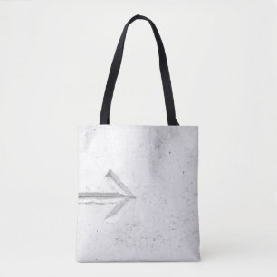 Right arrow sign on wall tote bag