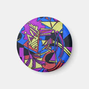Right Brain Left Brain-Hand Painted Abstract Art Magnet