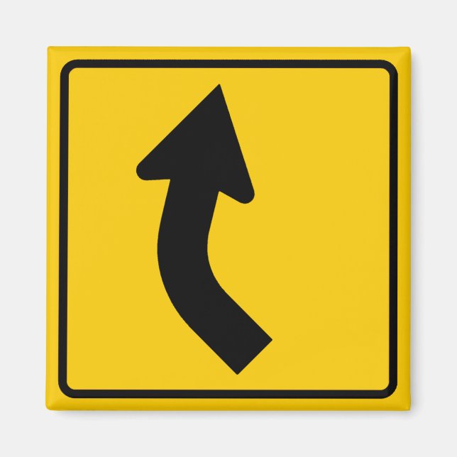 Right Curve Ahead Highway Sign Magnet (Front)