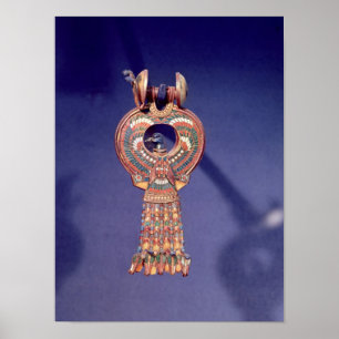 Right earring from a pair earrings with a poster