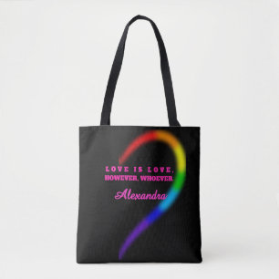Right Half Matching Couple Pride Heart Custom Name Tote Bag