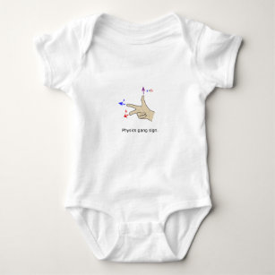 Right hand rule cross product Physics gang sign Baby Bodysuit