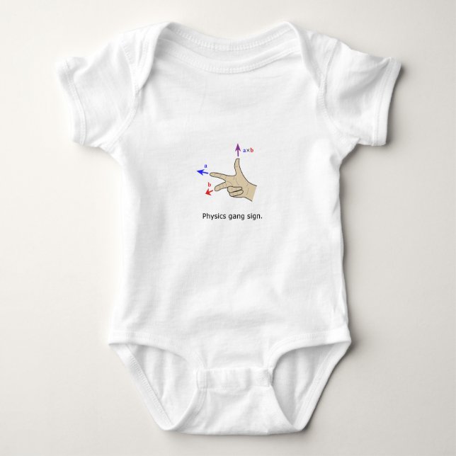 Right hand rule cross product Physics gang sign Baby Bodysuit (Front)