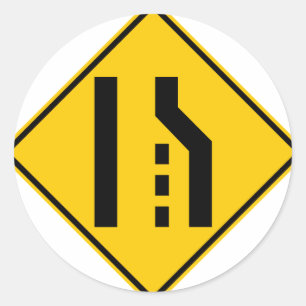 Right Lane Ends Highway Sign Classic Round Sticker